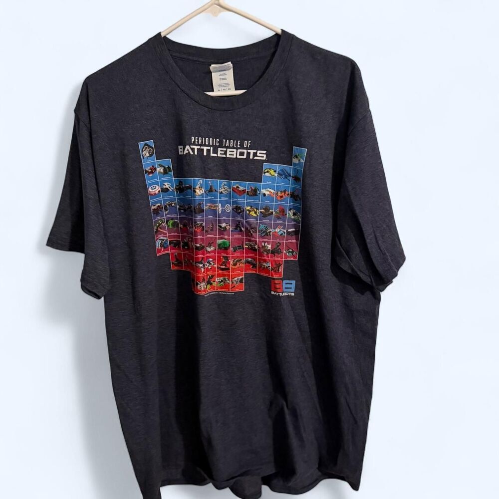 Port & Company Tee Men XL Navy BattleBots Periodic Table Graphic Shirt